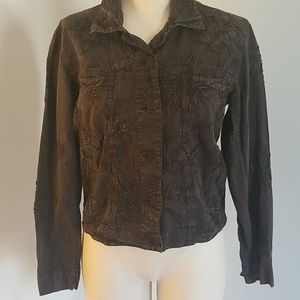 Chicos brown embroidered shirt